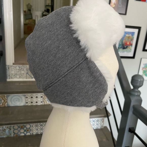 NWT Janie and Jack Grey Knit Fur Lined Baby Hat - Picture 2 of 7